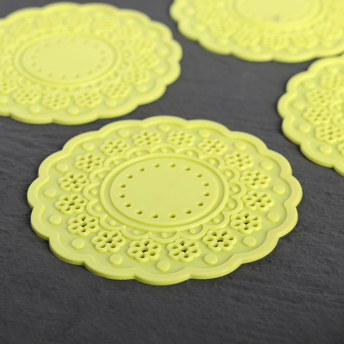 Набор подставок под горячее, 4 шт, 10 см "Затея", цвета МИКС