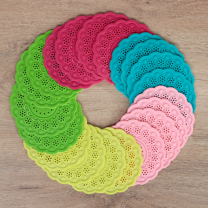 Набор подставок под горячее, 4 шт, 10 см "Затея", цвета МИКС