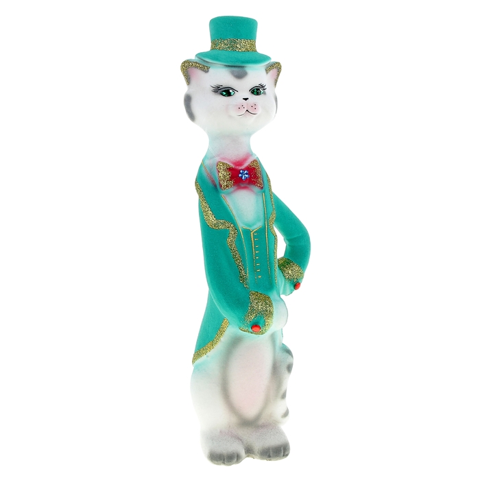 Копилка "Кот Кавалер" флок, белая, микс