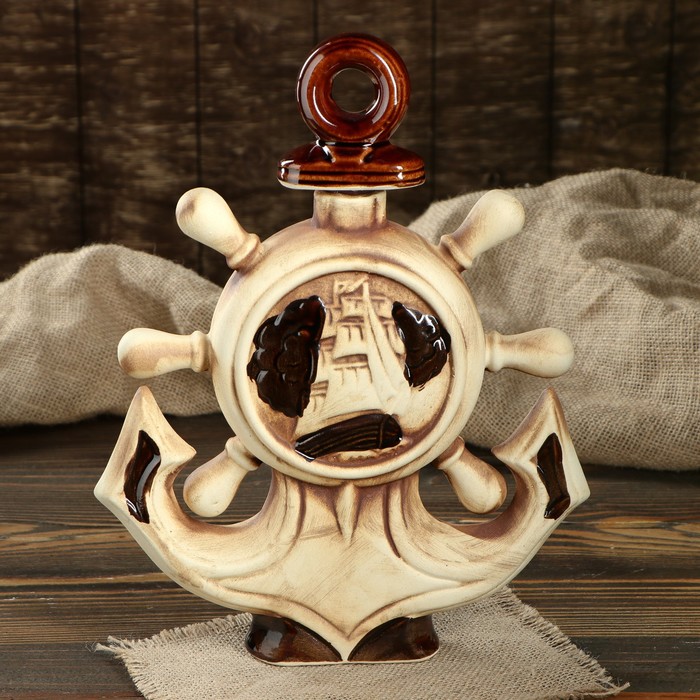 Штоф с рюмками "Якорь" шамот, 7 предметов, 1 л