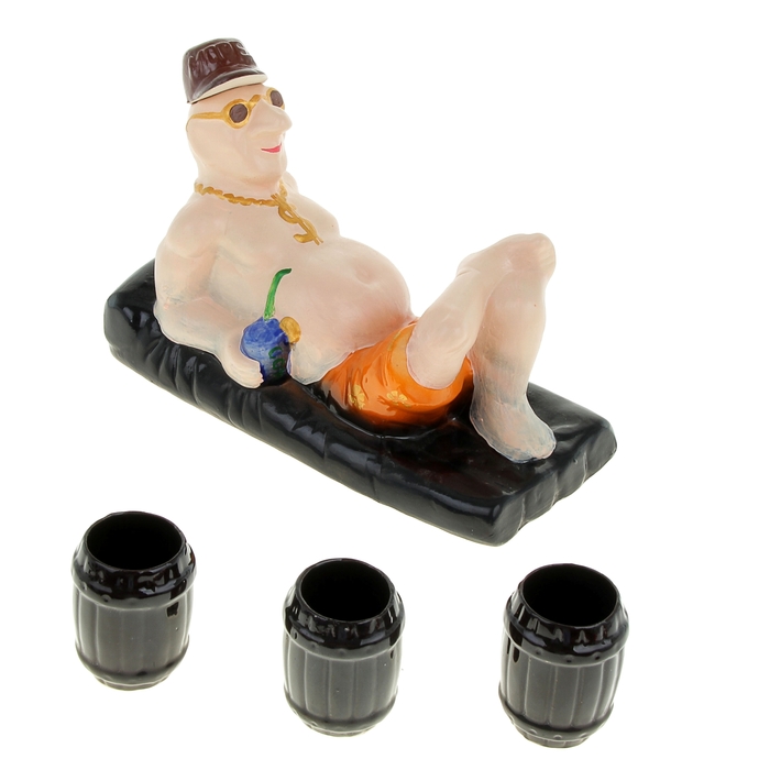 Штоф с рюмками "Турист", цветной, 4 предмета, 1,1 л