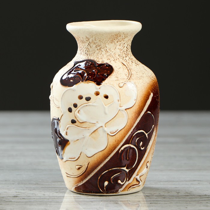 Ваза "Бочка" малая, лепка, цветы