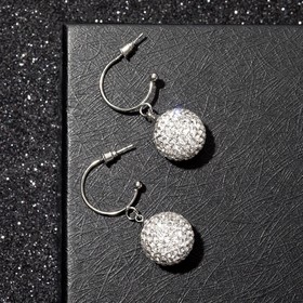 

Серьги со стразами "Шар" шамбала, бусина 17, цвет белый в серебре