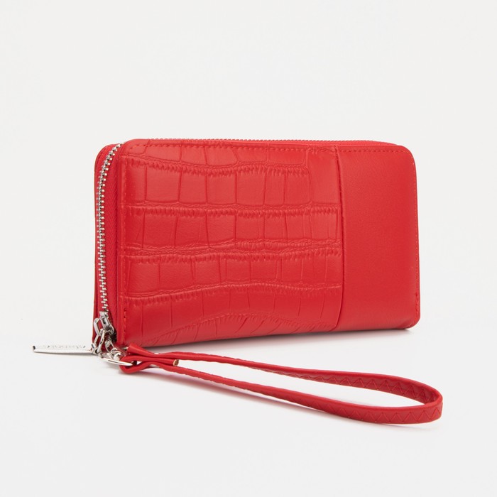 

Кошелёк на молнии, с ручкой, цвет красный