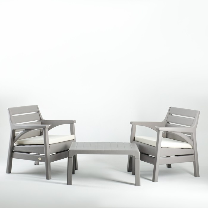 Набор садовой мебели Евпатория 3 предмета: 2 кресла, стол, цвет серый набор садовой мебели милан 3 предметов 2 кресла стол песочно серый 9882422