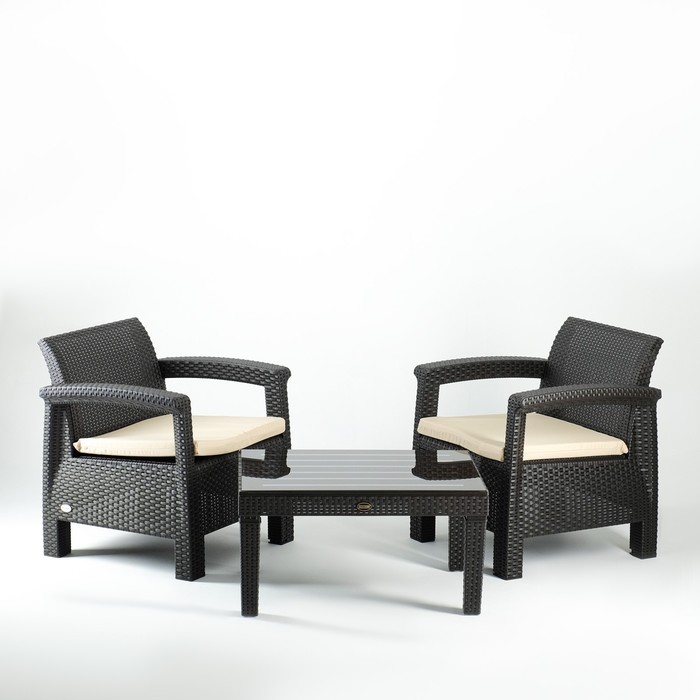 Набор садовой мебели Ливадия 3 предмета: 2 кресла, стол, темно-коричневый набор садовой мебели стол 2 кресла коричневый