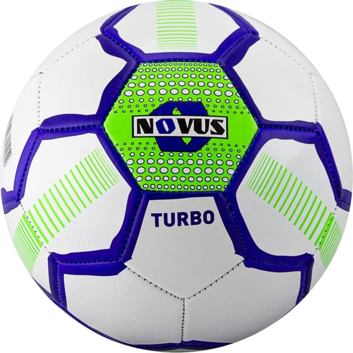 Мяч футбольный детский Novus TURBO, PVC бело-синий/салатовый, размер 5, машинная сшивка, d=68-71