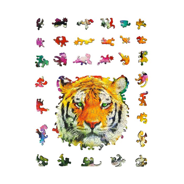 

Фигурный деревянный пазл ANIMAL ART, «Тигр» 108 деталей