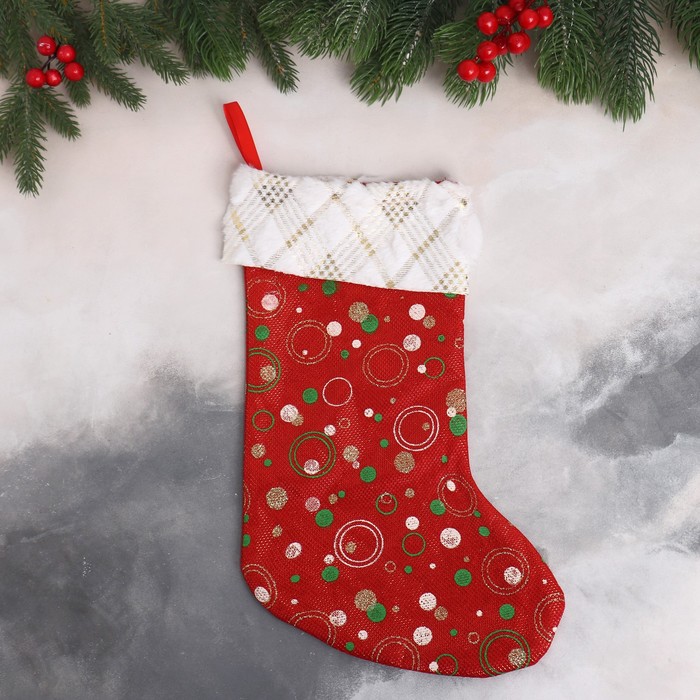 Мягкая подвеска Носок - салют Рождества 22х35 см, красный мягкая подвеска носок золотая звёздочка 8х6 см красный