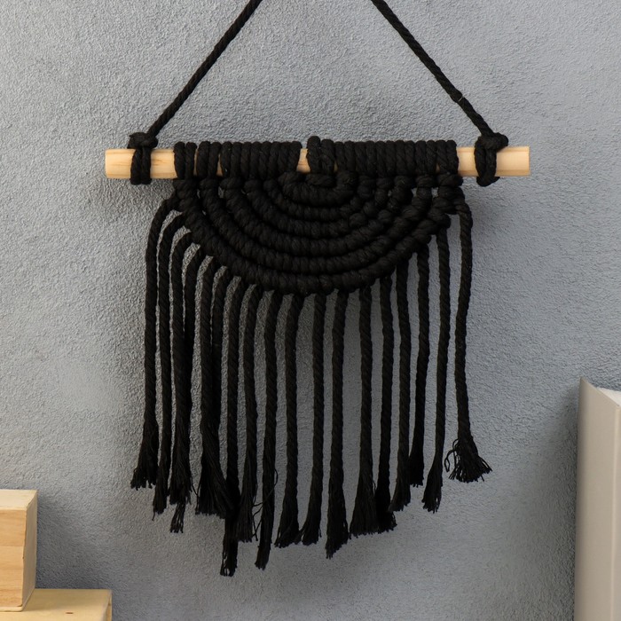 

Панно настенное в технике макраме "Атилла" графит 30х20 см