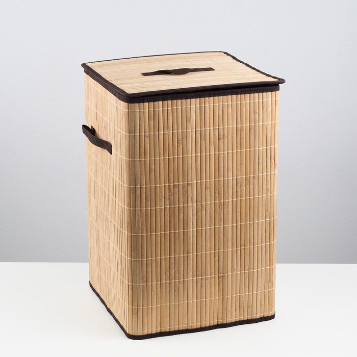 корзина для белья складная 300х300х500 мм натуральная бамбук Корзина для белья складная, 36х36х56 см, бамбук