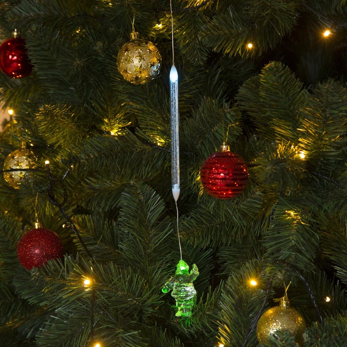 Игрушка светящаяся подвесная "Дедушка Мороз" на 1 трубке, 3х7 см, батарейки в комплекте