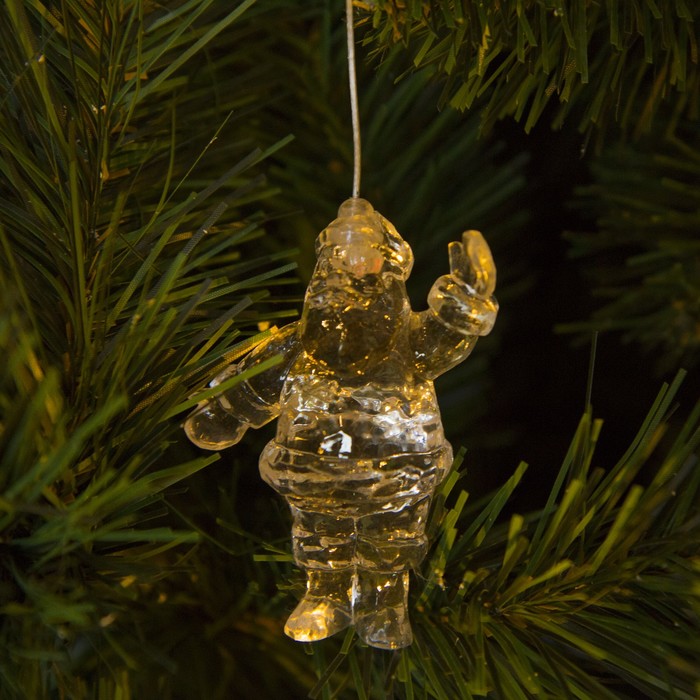 Игрушка светящаяся подвесная "Дедушка Мороз" на 1 трубке, 3х7 см, батарейки в комплекте