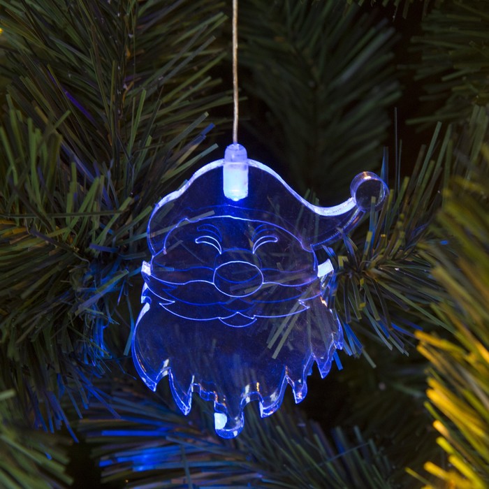 Игрушка светящаяся подвесная "Дед Мороз", 7х8 см, батарейки в комплекте