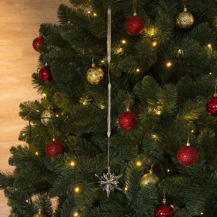 Игрушка светящаяся подвесная "Снежинка" на 2 трубках, 8х8 см, батарейки в комплекте