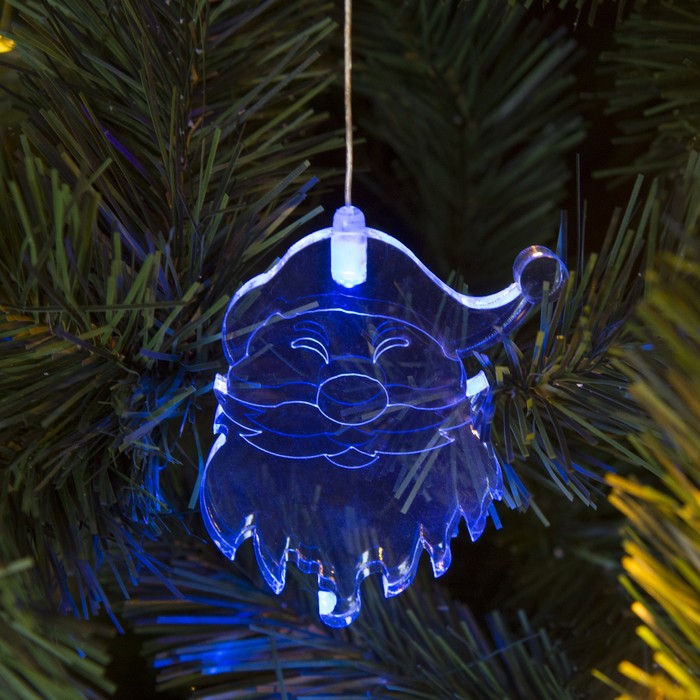 Игрушка светящаяся подвесная "Дед Мороз 7х8 см" на 3 трубках, батарейки в комплекте