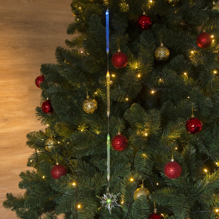 Игрушка светящаяся подвесная "Снежинка 8х8см" на 3 трубках, батарейки в комплекте