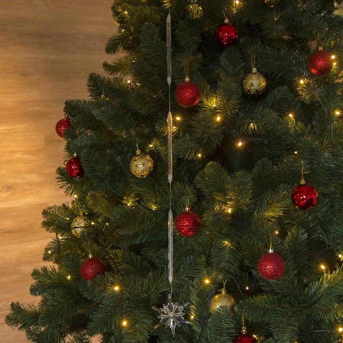 Игрушка светящаяся подвесная "Снежинка 8х8см" на 3 трубках, батарейки в комплекте