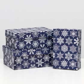 Набор коробок 3 в 1 'Снегопад на синем', 23 х 16 х 9,5 - 19 х 12 х 6,5 см Ош