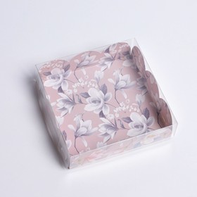 Коробка для кондитерских изделий с PVC крышкой «Цветы», 10,5 × 10,5 × 3 см от Сима-ленд