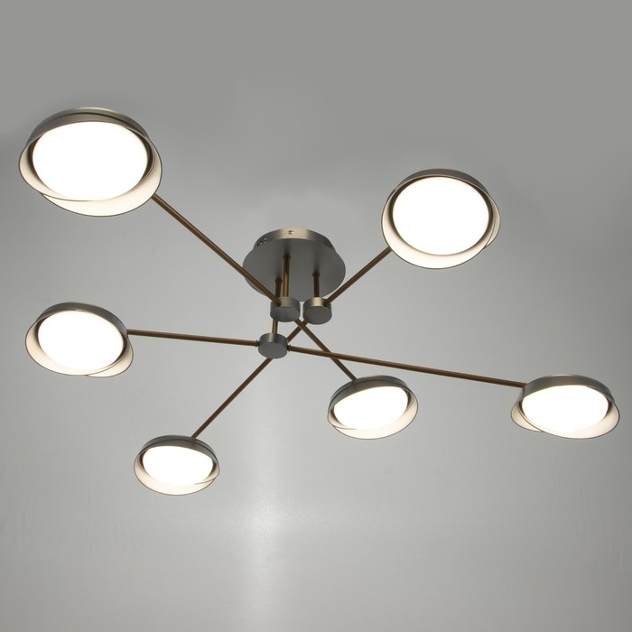 

Люстра 1852/6 LED 96Вт 3000-6000К серо-золотой 114х114х24 см
