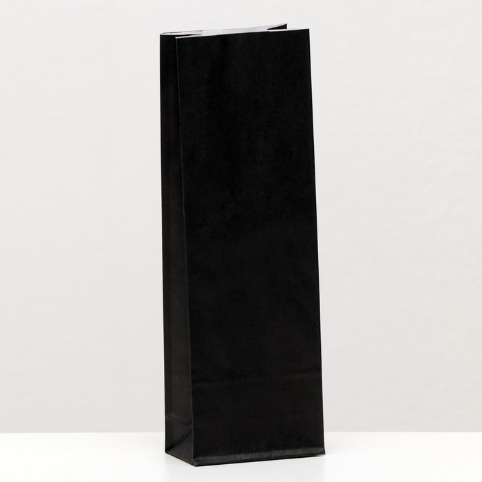 Пакет бумажный фасовочный, чёрный, двухслойный, глянцевый, 7 х 4 х 21 см