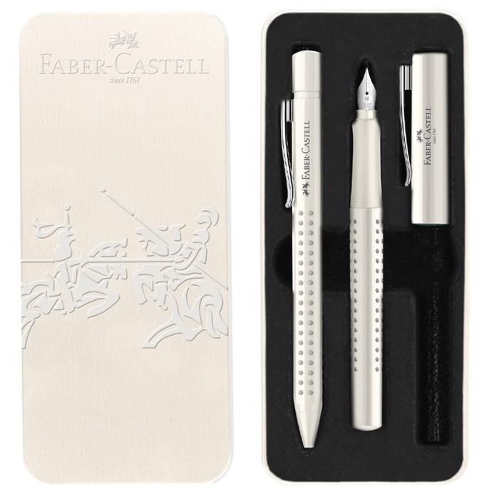 Набор Faber-Castell Grip 2010 перьевая ручка + шариковая ручка 0,7 мм, синяя, трехгранный корпус, в подарочной упаковке
