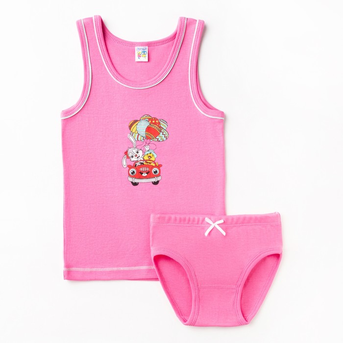 фото Комплект (майка / трусы) для девочки, цвет темно-розовый, рост 98 baby style