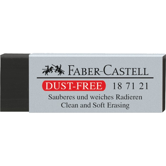 Ластик Faber-Castell Dust-Free, прямоугольный, картонный футляр, 63 х 22 х 11 мм, чёрный ластик faber castell pvc free 7086 41 х 18 х 11 белый