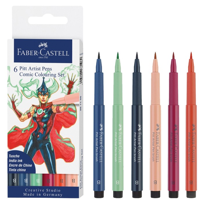 фото Набор капиллярных ручек faber-castell pitt artist pens comic colouring brush 6 шт п/у