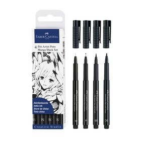 Набор капиллярных ручек Faber-Castell Pitt Artist Pens Manga чёрный, 4 штуки 0,1/0,7 /brush/soft от Сима-ленд