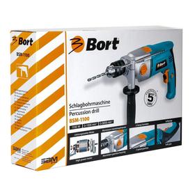 

Дрель ударная Bort BSM, 220 В, 1100 Вт, d патрона 13 мм, 2 скорости