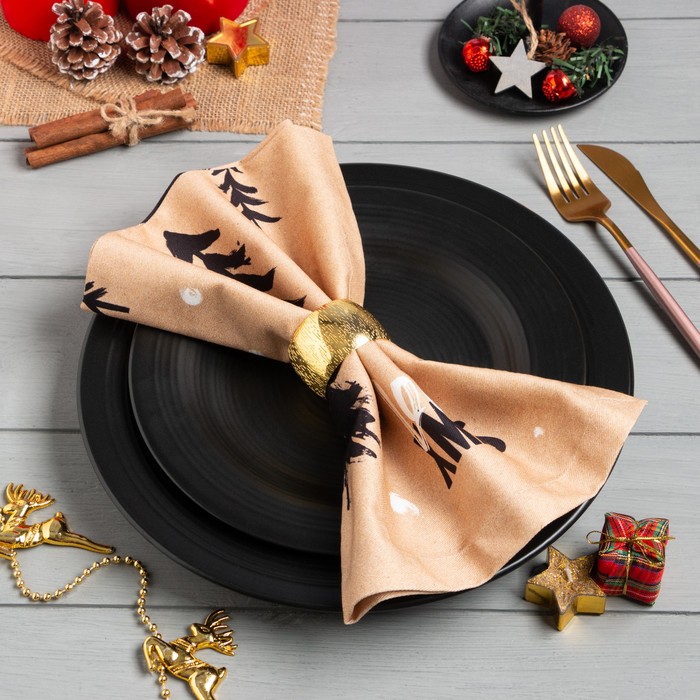 

Набор салфеток с декорат. кольцами "LOVE XMAS" 45х45 см - 2 шт, 100% хл, саржа 190гр/м2