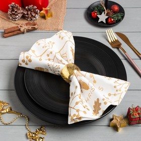 

Набор салфеток с декорат. кольцами "Merry christmas" 45х45см - 4 шт, 100% хл, саржа 190гр/м2