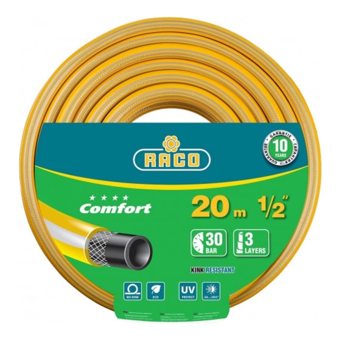 

Шланг, ПВХ, d = 12 мм (1/2"), L = 20 м, 3-слойный, армированный, RACO COMFORT