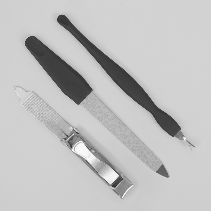 Набор маникюрный в футляре, 8 предметов, цвет серо-чёрный