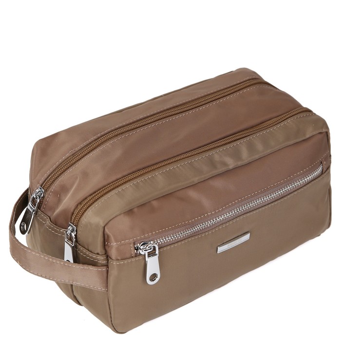 Косметичка сумочка, 2 отдела на молнии,  цвет коричневый 28х25х14см