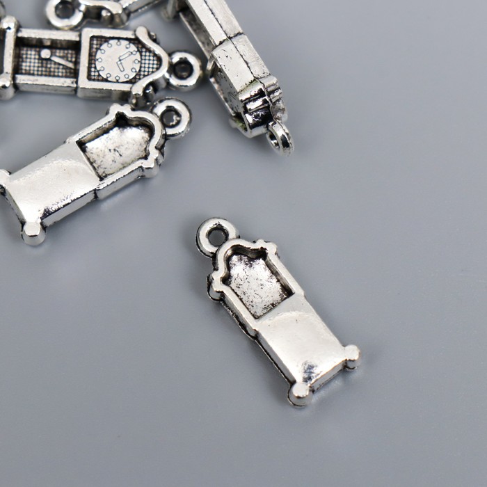 фото Декор металл для творчества "напольные часы с маятником" серебро 3960 1,9х0,7 см арт узор