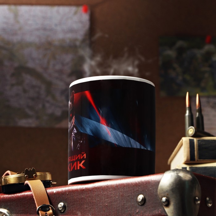 фото Кружка с сублимацией «настоящий мужик» крутой кот, 320 мл дарим красиво