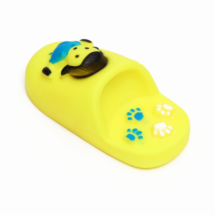 фото Игрушка пищащая "тапок" для собак, 10 см, жёлтая пижон
