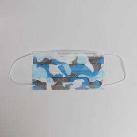 Маска медицинская Latio синий камуфляж, 2 фиксатора формы, 50 шт картонный блок