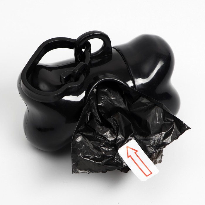 Контейнер-косточка с мешками для уборки (рулон 15 пакетов 29х21 см), чёрный