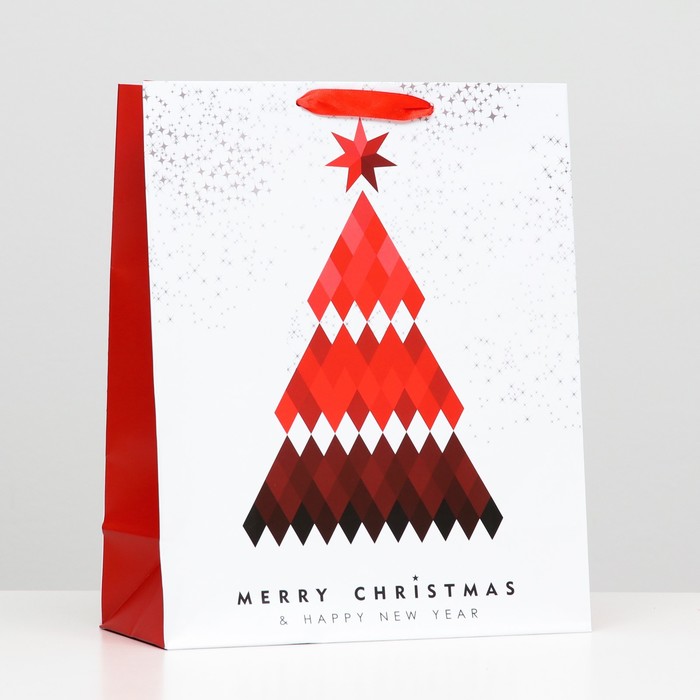 Пакет ламинированный Красная ёлка 26 x 32 x 12 пакет ламинированный ёлка с подарками 11 5 x 14 5 x 6 см