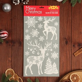 

Наклейки на окна "Новогодние" олени, снежинки, 48 х 24 см