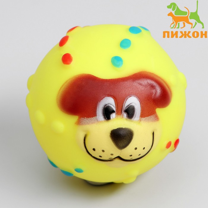 Игрушка пищащая Мяч Джим для собак, 6 см, жёлтая