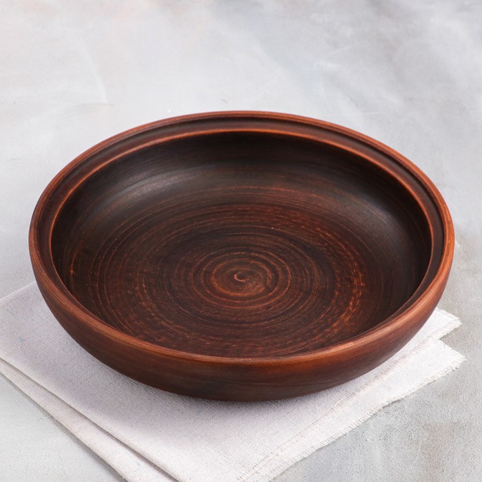 фото Сковорода для запекания "кеци", коричневая, 30 см, 2 л красная глина