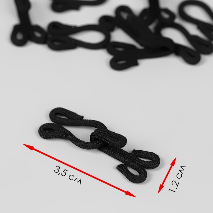 фото Крючок пришивной в оплётке, для верхней одежды, 35 × 12 мм, 5 шт, цвет чёрный арт узор