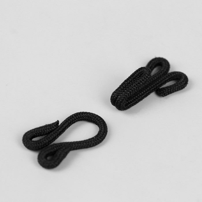 Крючок в оплётке для верхней одежды, 35 × 12 мм, 5 шт, цвет чёрный