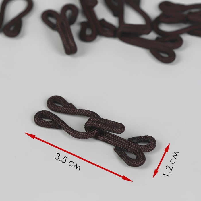 фото Крючок пришивной в оплётке, для верхней одежды, 35 × 12 мм, 5 шт, цвет коричневый арт узор