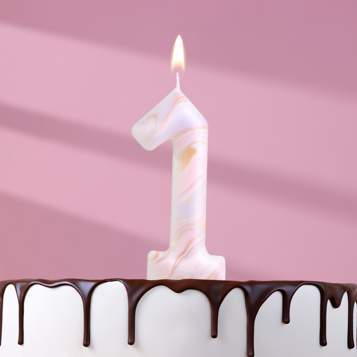 Свеча в торт Белый мрамор, цифра 1, ГИГАНТ, 12,5 см свеча в торт белый мрамор цифра 0 гигант 12 5 см